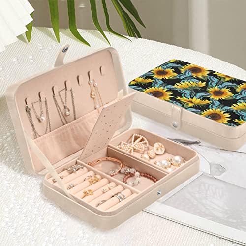 innewgogo חמניות פרפרים קופסת תכשיטים קטנה מארגן תכשיטים עור PU
