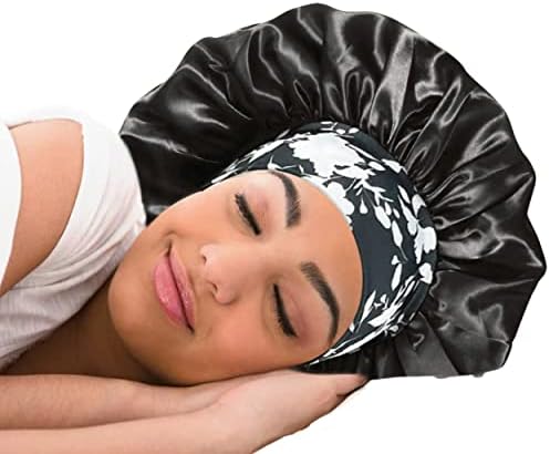 מצנפת שיער לשינה - עטיפת שיער כדי להפחית קשרים מקורקים סבכים - כובע שינה - מצנפות שיער לנשים שחורות
