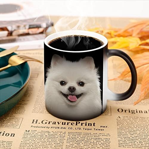 לבן שפיץ כלב חום שינוי ספל קסם קפה כוס קרמיקה תה כוס אישית מתנה עבור משרד בית נשים גברים 11 עוז
