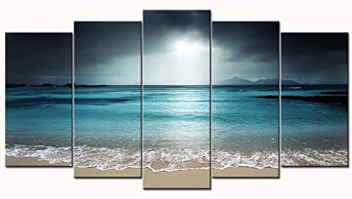 Levvarts - בד חוף בציור ציור שלווה של ים רגוע תמונה בד הדפס עם מסגרת מסגרת מודרנית לסלון עיצוב ים חוף אמנות
