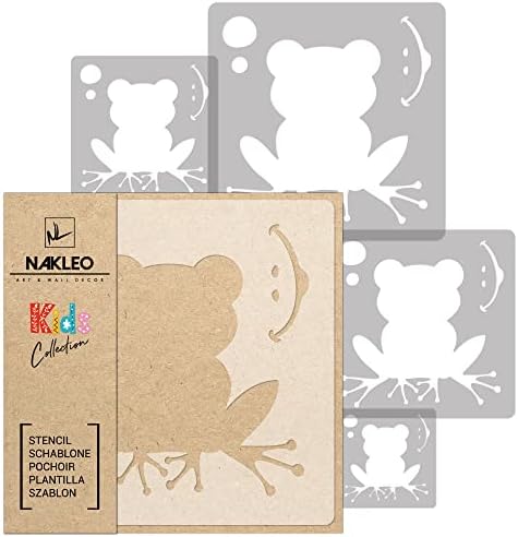 NAKLEO 5 PCS שבלונות פלסטיק לשימוש חוזר - זוחל קרפדה צפרדע - 13.4 עד 3.5 - דפוס ילדים לילדים צביעת תבנית