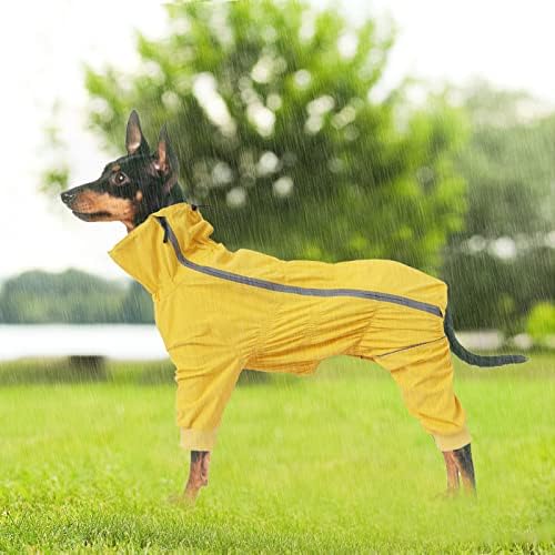 Geyecete 1/2 מכנסי רגל חליפת כלב מעיל גשם כלב רוכסן מעיל כלב עם רגליים נוחות, ז'קט אטום למים לחיות