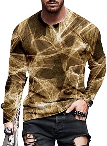 חולצות טריקו של שרוול ארוך של XXBR לגברים, אופנה 3D חידוש ציור שמן אימון הדפסה מתאימה לחולצות צוואר צווארון