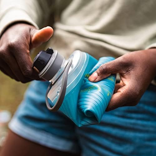 שטף הידראק ​​- בקבוק מים תרמילאים מתקפלים - BPA חופשי, אור אולטרה, כובע טוויסט מוגן לשפוך - אפור ממותה