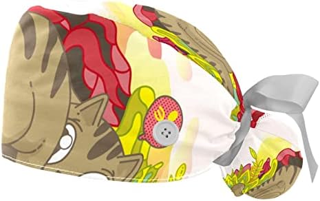 דרקון Vinatge קעקוע יפני 2 יח 'כובעי בופנט מתכווננים עם כפתורים וכיסויי עניבת ראש סרט זיעה