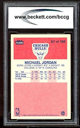 1986-87 FLEER 57 כרטיס טירון מייקל ג'ורדן BCCG 8 מעולה+