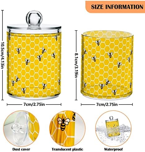 Alaza 4 Pack QTIP Bolder Dispenser Bees ומכלי מארגן אמבטיה דבש לכדורי כותנה/ספוגיות/רפידות/חוט דנט