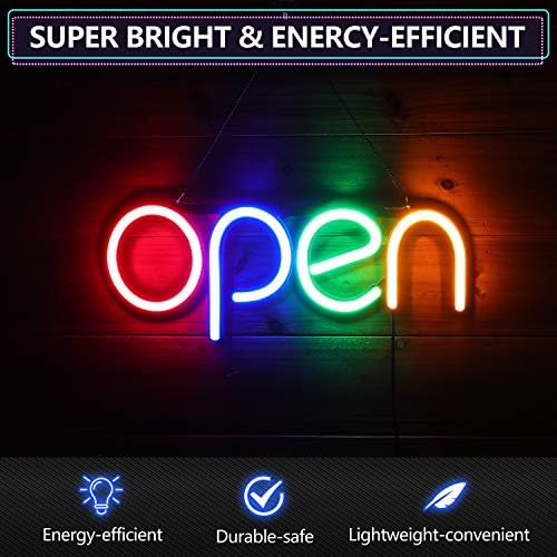 LED שלט פתוח, שלט פתוח בגודל 16x6 אינץ 'לעסקים, עם מצבים מהבהבים מרובים, אידיאלי למסעדה, בר, סלון ועוד, 24V/1A