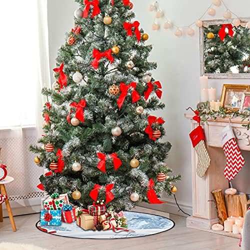איש שלג לחג המולד סנטה קלאוס מחצלת עץ חג המולד עץ עץ עץ עץ עץ מגש שטיח מחצלת מתחת לאביזר עץ חג המולד לקישוטי