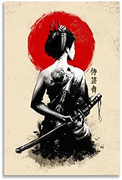 XDTiopimy רטרו פוסטר אמנות אסייתי גיישה סמוראי תפאורה יפנית קיר עיצוב פוסטר יפני עכשווי עיצוב אסייתי קנבס ציור
