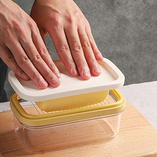 קופסת חיתוך חמאה, צלחת בלוק חמאה עם מכסה וחותך חמאה נטו כלי אחסון מלבני כלי מטבח, 6.6 x 3.7 x 3.7in