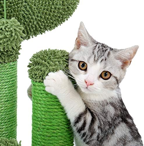 ירוק קקטוס חתול הודעה שריטה עם 3 חתול הודעות שריטה, 1 זרוק כדור, חתול אינטראקטיבי צעצוע לחתולים קטנים