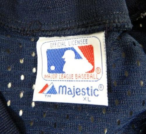 1983-90 מלאכים בקליפורניה משחק ריק הונפק תרגול חבטות כחול ג'רזי XL 761 - משחק משומש גופיות MLB