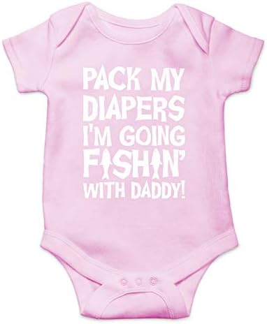 ארוז את החיתולים שלי אני הולך לדוג עם אבא - מטפס תינוקות חמוד מצחיק, בגד גוף של תינוק אחד