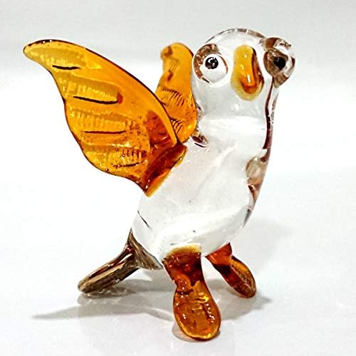 סנסוקג'אי ינשוף צלמיות מיניאטורות בעלי חיים בעלי ידיות זכוכית מפוצצת אמנות זהב לקצץ ציפור מתנה
