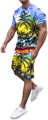 2023 גברים חדשים תלבושת קיץ חוף חוף שרוול קצר חולצה מודפס