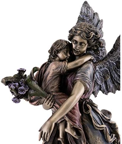 המלאך האוסף העליון מלאך מחזיק פסל פסל פסל פסל מלאך של אם ותינוק בברונזה יצוקה קרה מובחרת-צלמית אספנית