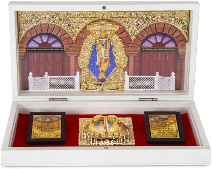 מתנה בינלאומית סילבר סאי באבא עם אריזת קופסאות יפה ותיק נשיאה עם 6 יח 'זהוב יד דיאיה