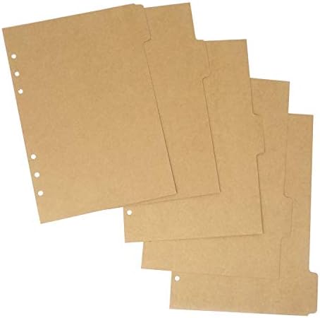 הונביי 4 סטים של 5 6-חורים קראפט נייר מדד דף כרטיסייה כרטיסי עבור 5 6 טבעת קלסרים