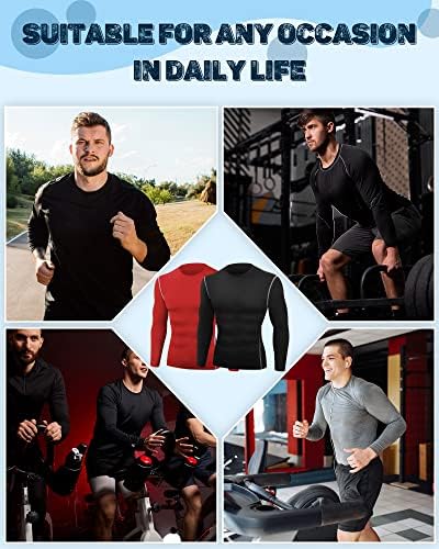 Hicarer 6 חבילה חולצות דחיסה אתלטיות לגברים יבש אימון אתלטי ריצה חולצות שרוול ארוך חולצות ספורט