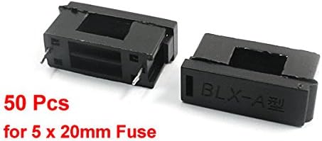 UXCell 50 pcs BLX-A PCB פלסטיק שחור הרכבה 5 x 20 ממ מחזיק נתיך