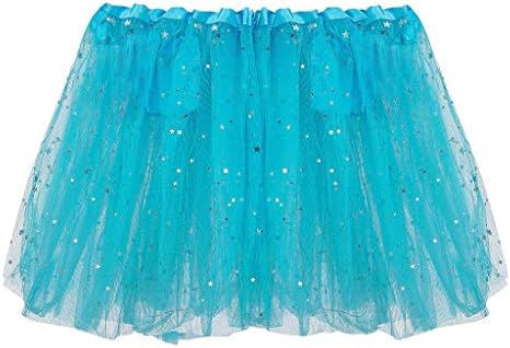 חצאית LED לנשים מדליקה פאייטים כוכבים חצאיות ריקוד שכבתי טוטוס אלסטי טול חצאית תלבושת ליל כל הקדושים