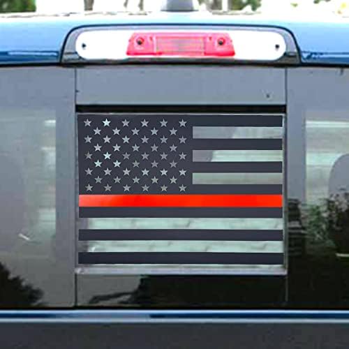 Alicatong מתאים לדודג 'ראם 2009-2021 חלון אחורי אחורי אמצעי אמריקאי דגל ארהב דגל ויניל דבק מט שחור אדום דק