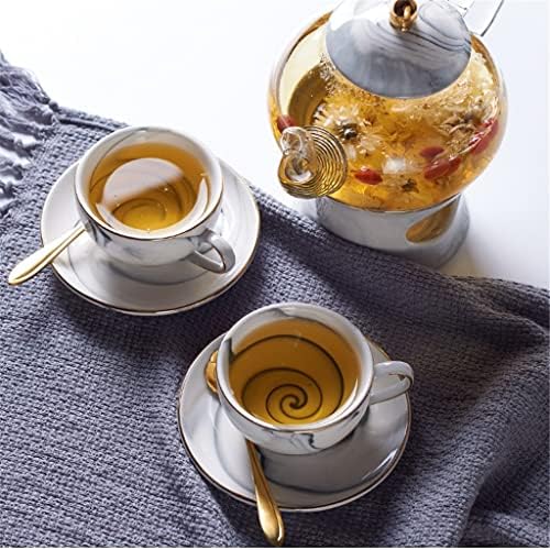 ערכת תה חרסינה שישית של HDRZR סיר תה קרמיקה נורדי סיר עם נר פרח קומקום קומקום סט קפה סט תה.