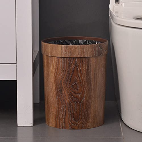 קבילוק מטבח אשפה סל פלסטיק אשפה יכול עגול בצבע עץ קטן אשפה יכול פח אשפה אחסון סל עבור משרד חדרי אמבטיה אבקת