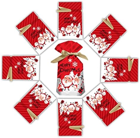 Yijunshanging שקיות אריזת מתנה לחג המולד, 24, שני צבעים, 12 אדום וירוק גודל גודל 9x13.39 אינץ ', המשמש לחטיפים,