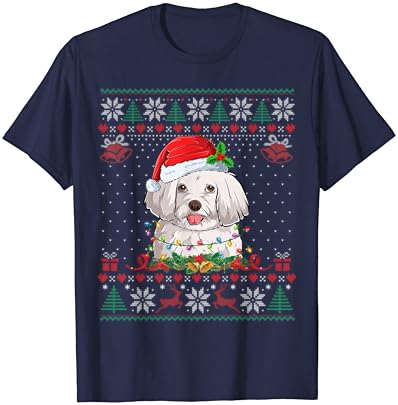 מלטזית חג המולד אורות חג המולד מלטזית כלב מאהב מכוער סוודר חולצה