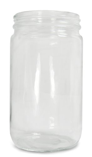 QORPAK GLA-00864 צנצנת זכוכית צלולה עגולה 16oZ צנצנת צדדית, עם גימור צוואר 89-400