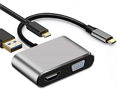חיבור HD USB C ל- HDMI VGA 4K מתאם 4-in-1 מסוג C מתאם C רכזת ל- HDMI VGA USB 3.0 דיגיטלי AV Multiport מתאם עם
