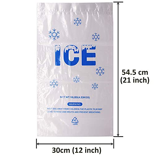 Belinlen 100 חבילה 10 קילוגרם. שקיות קרח משיכת פלסטיק 12 x 21 אינץ