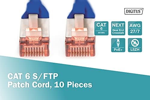 Digitus Cat 6 S-FTP TACK TACK CORD, CU, LSZH AWG 27/7, אורך 5 מ ', 10 חתיכות, צבע כחול