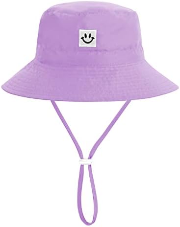 כובע שמש של תינוק, חיוך פעוטות פנים upf 50+ כובע דלי הגנה על שמש, כובעי חוף מתקפלים לבנים בנות כובע מתכוונן
