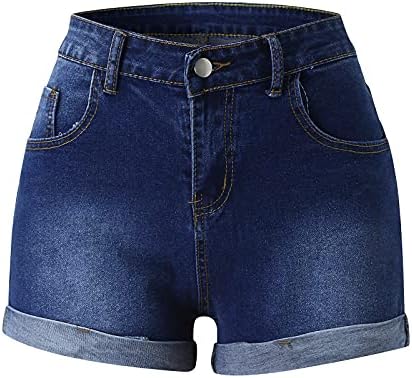Miashui Woman Woman בגדי קיץ כהה ג'ינס מתולתל מכנסיים קצרים כיס סקסית אופנה כחולה מכנסי נשים ג'ין מכנסיים לנשים
