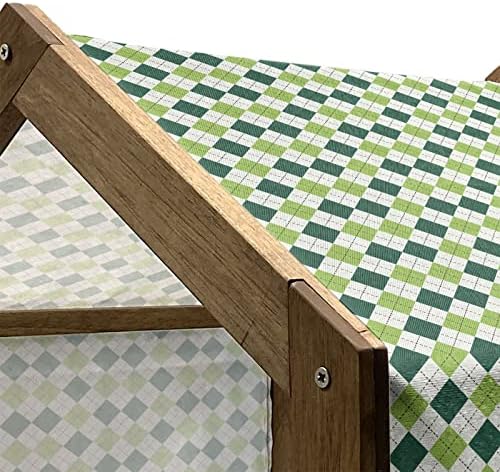 בית כלבי עץ גיאומטרי של אמבסון, דפוס קו יהלום קלאסי עם קווים מנוקדים עיצוב וינטג