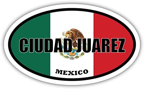 Ciudad juarez דגל מקסיקו מדבקות סגלגל מדבקה פגוש ויניל 3x5 אינץ '