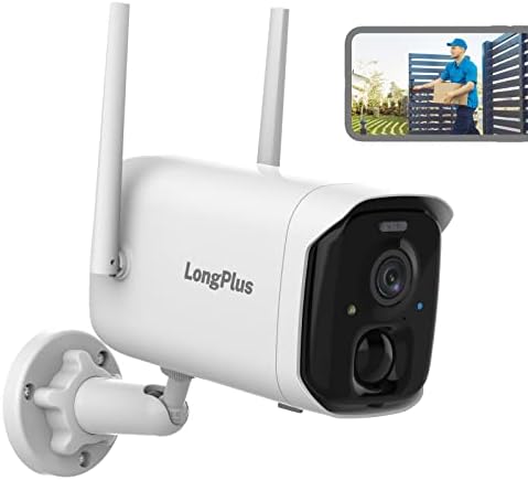 Longplus 2K מצלמת אבטחה אלחוטית חיצונית, 9000mAh סוללה wifi מעקב חיצוני מצלמות אבטחה אלחוטיות לבית עם איתור