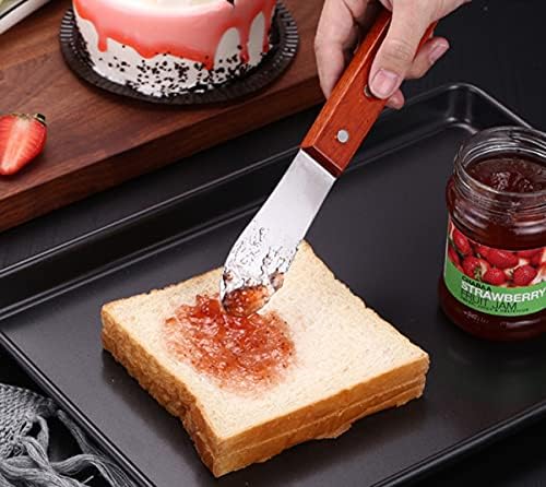 סט סכין חמאה של DKE & HXL, חותך ארבעה פינות נירוסטה עם ידית עץ, מגרד ריבת גבינה מעובד מיקרו, כלי