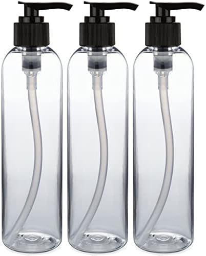 בקבוקי משאבת קרם מואר, ריקים 8 גרם, מיכלי פלסטיק ניתנים למילוי BPA, ברור עם מתקן שחור ל - סבון, שמפו, קרמים, סבון