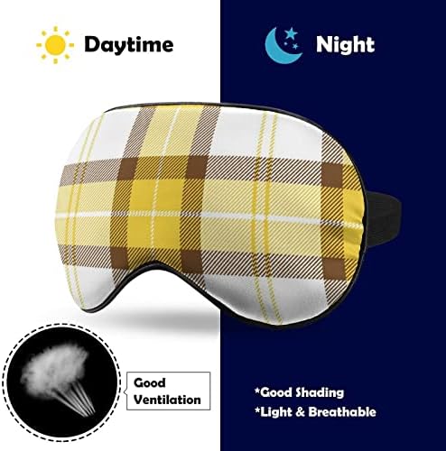 מסכת עיניים רכה משובצת צהוב וחום טרטן משובצת מסכת שינה אפקטיבית מסכת שינה נוחות עיניים עם רצועה