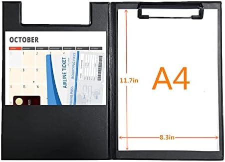 A5+A4 בגודל גודל שחור דמוי דמוי עור תיק תיקון לוחית עם כרית כתיבה וכיס אחסון פנים