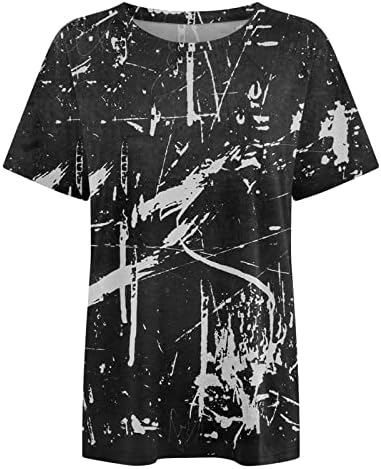 חולצות טי אוברסייז לנשים חולצות קיץ מזדמנים 2 קראט צוואר צוות שרוול קצר טיז גרפי צבע שיפוע חולצת