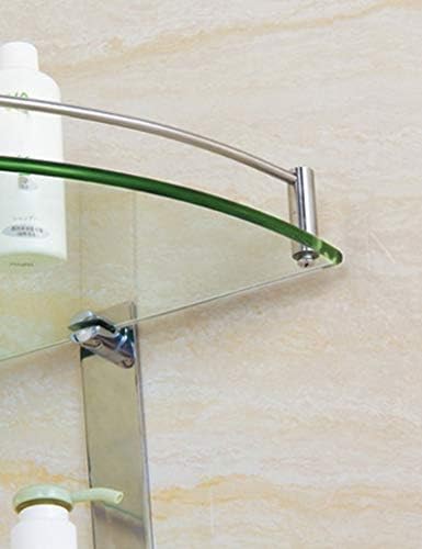 KMMK מדף אמבטיה בית ， מתלה מגבת ， מדף מקלחת נירוסטה שכבה כפולה זווית זכוכית זווית עמדת אמבטיה חומרה תליון מתלה