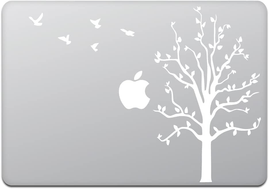חנות חביבה MacBook Air/Pro 13 מדבקת מדבקה מדבקה עץ עץ ציפור לבן M423-W