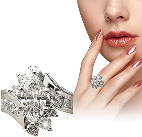 נשים מדהים יהלומים סדיר נוצץ טבעותטבעות כסף זירקוניה חתונת אירוסין תכשיטי 6 10 טבעות הסטודנטיאלי