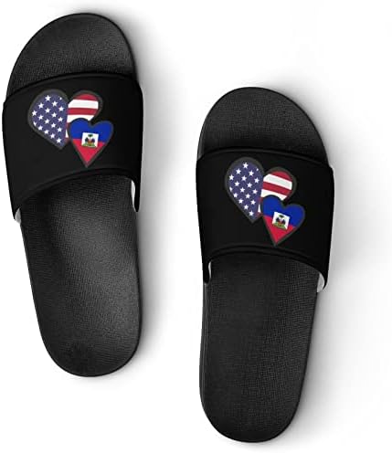 לבבות משתלבים עם דגל האמריקני הדגל הדפסה סנדלים שקופיות פתוחות נעל נעלי מקלחת פתוח נעל נעלי בית PVC לגברים