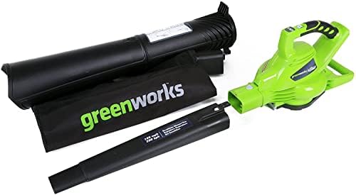 Greenworks 40V מפוח עלים אלחוטי ללא מברשות / ואקום, כלי רק 24312, ירוק / שחור